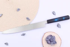 Couteau yanagiba japonais 27cm Sakai Takayuki Nanairo manche en résine laqué bleu