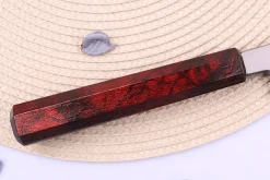 Couteau yanagiba japonais 27cm Sakai Takayuki Nanairo manche en résine laqué rouge