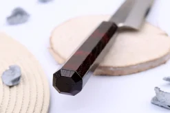 Couteau yanagiba japonais 21cm Sakai Takayuki Nanairo manche en résine laqué rouge
