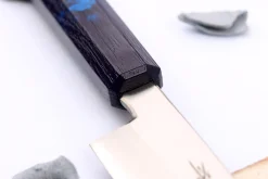 Couteau yanagiba japonais 21cm Sakai Takayuki Nanairo manche en résine laqué bleu