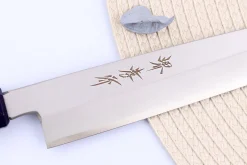 Couteau yanagiba japonais 21cm Sakai Takayuki Nanairo manche en résine laqué bleu