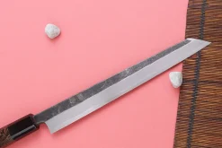 Couteau yanagiba kiritsuke 24cm japonais artisanal Hatsukokoro Shirasagi manche en wengé