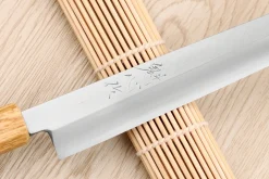 Couteau yanagiba kiritsuke 21cm japonais artisanal Nakamura Kaishin Saku WS2 en chêne