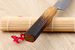 Couteau yanagiba kiritsuke 21cm japonais artisanal Nakamura Kaishin Saku WS2 en chêne