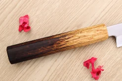Couteau yanagiba kiritsuke 21cm japonais artisanal Nakamura Kaishin Saku WS2 en chêne