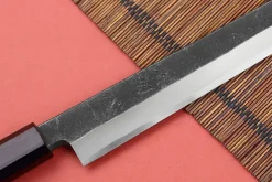 Couteau yanagiba kiritsuke 27cm japonais artisanal Hatsukokoro Shirasagi manche en ébène