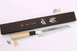 Couteau yanagiba kiritsuke 21cm japonais artisanal Nakamura Kaishin Ginsan Mirror