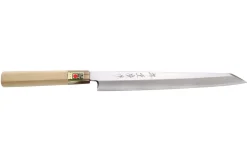 Couteau yanagiba kiritsuke 24cm japonais artisanal Kasahara Shigehiro forgé par Yoshikazu Ikeda