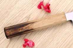 Couteau yanagiba kiritsuke 24cm japonais artisanal Nakamura Kaishin Saku WS2 en chêne