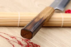 Couteau yanagiba kiritsuke 27cm japonais artisanal Nakamura Kaishin Saku WS2 en chêne