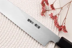 Couteau yanagiba kiritsuke japonais artisanal 27cm Sakai Takayuki Byakko manche en ébène + étui