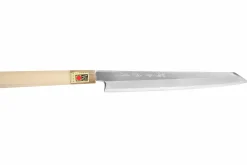 Couteau yanagiba kiritsuke japonais artisanal Kasahara Shigehiro forgé par Yoshikazu Ikeda 21cm