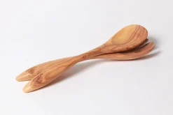 Couverts à salade Bérard Terra faits main en olivier 31,5cm