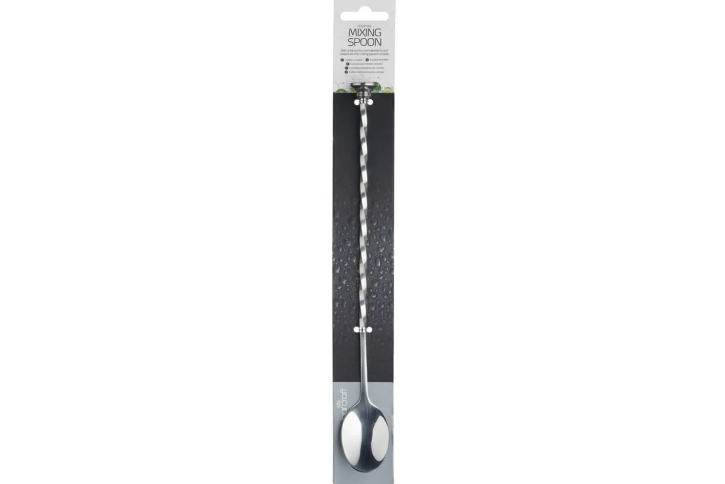 Cuillère à mélanger BarCraft manche torsadé et disque en acier inoxydable 28cm