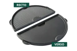 Demi-plancha réversible en fonte pour Big Green Egg XLarge et 2XLarge