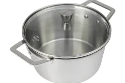 Faitout Cristel 1826 en acier inoxydable 18/10 brossé + couvercle en verre bombé