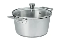 Faitout Cristel 1826 en acier inoxydable 18/10 brossé + couvercle en verre bombé