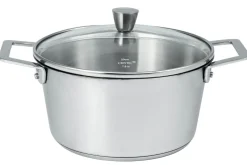 Faitout Cristel 1826 en acier inoxydable 18/10 brossé + couvercle en verre bombé