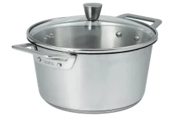 Faitout Cristel 1826 en acier inoxydable 18/10 brossé + couvercle en verre bombé