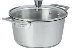 Faitout Cristel 1826 en acier inoxydable 18/10 brossé + couvercle en verre bombé