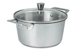 Faitout Cristel 1826 en acier inoxydable 18/10 brossé + couvercle en verre bombé