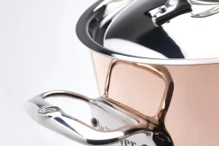 Faitout en cuivre inox De Buyer Prima Matera compatible induction anses en inox avec couvercle