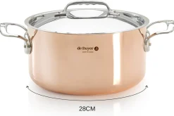 Faitout en cuivre inox De Buyer Prima Matera compatible induction anses en inox avec couvercle