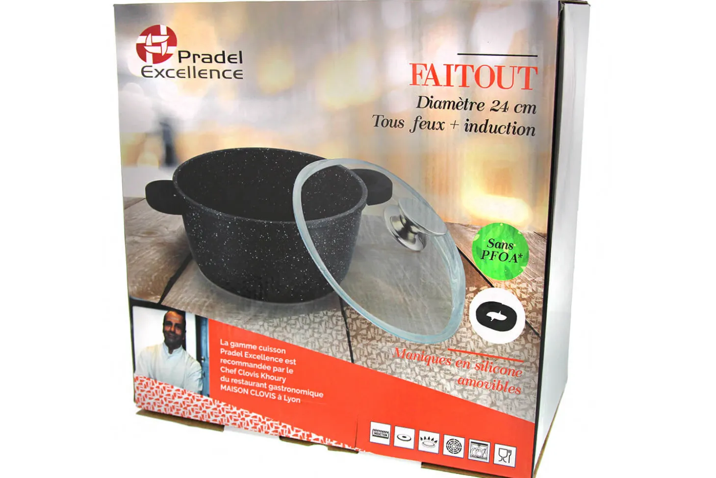 Faitout en fonte Pradel Excellence Premium 24cm façon pierre tous feux/ induction