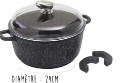 Faitout en fonte Pradel Excellence Premium 24cm façon pierre tous feux/ induction