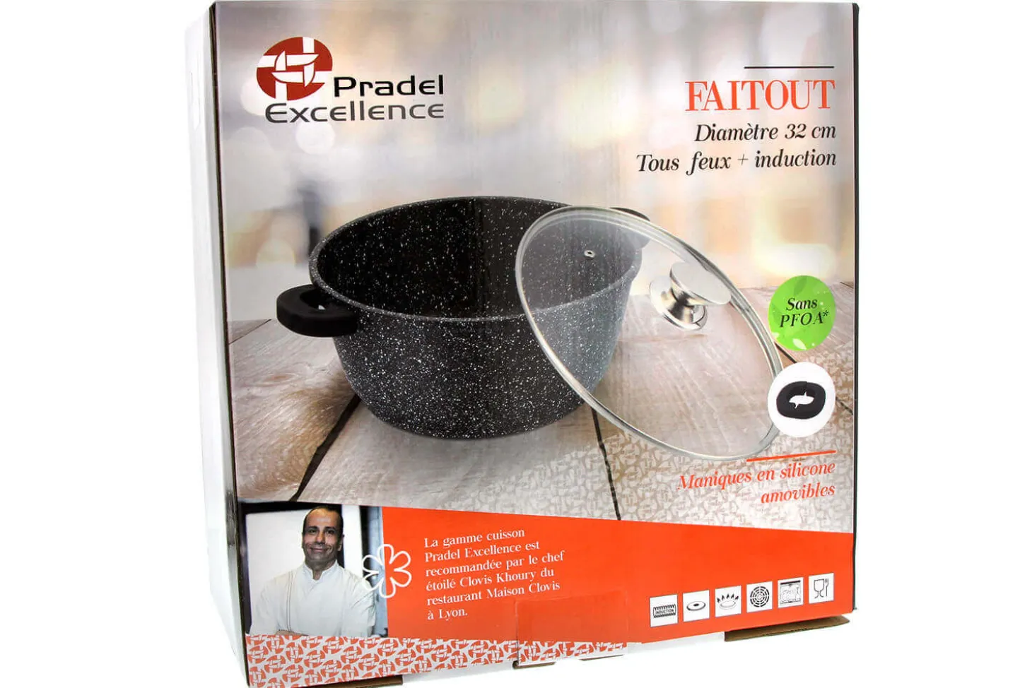 Faitout en fonte Pradel Excellence Premium 32cm façon pierre tous feux/ induction