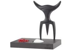 Fourchette à viande Tridens Série Limitée Onyx et son socle en paperstone
