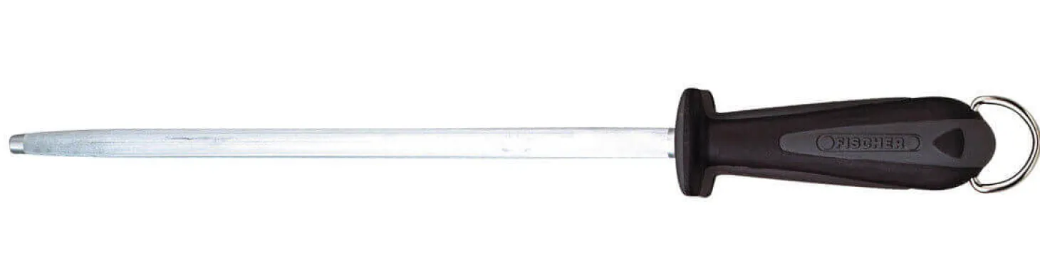 Fusil de boucher FISCHER mèche ronde 30cm grain fin manche noir et gris