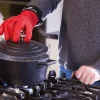 Gant de cuisine MasterClass en silicone rouge sans couture avec manchette en coton