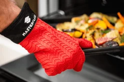 Gant de cuisine MasterClass en silicone rouge sans couture avec manchette en coton