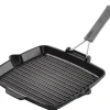 Gril carré Staub 24cm en fonte émaillée noir mat à poignée pliable