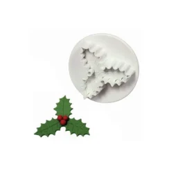 Jeu de 2 découpoirs + poussoirs feuille de houx triple Ø 22 et 45mm
