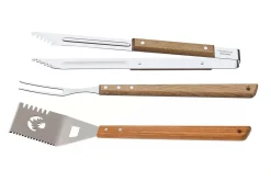 Kit barbecue Tramontina Churrasco 3 pièces : pince + spatule + fourchette à viande