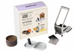 Kit Burger La Bonne Graine - Coupe-frites, presse à steak haché et 4 moules à pain