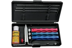 Kit d'aiguisage Lansky 3 pierres + huile + étrier