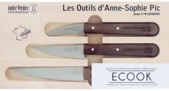 Le coffret 3 couteaux manche chêne d'Anne Sophie Pic selon André Verdier