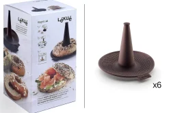 Lot de 6 moules à bagel Lékué marron en silicone Platinum