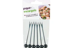 Lot de 6 piques-escargots en acier inoxydable