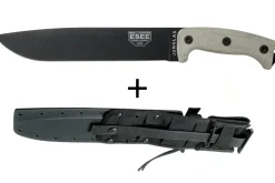 Machette Esee Junglas JUNGLAS-E lame acier carbone noir 26,5cm manche micarta gris + étui