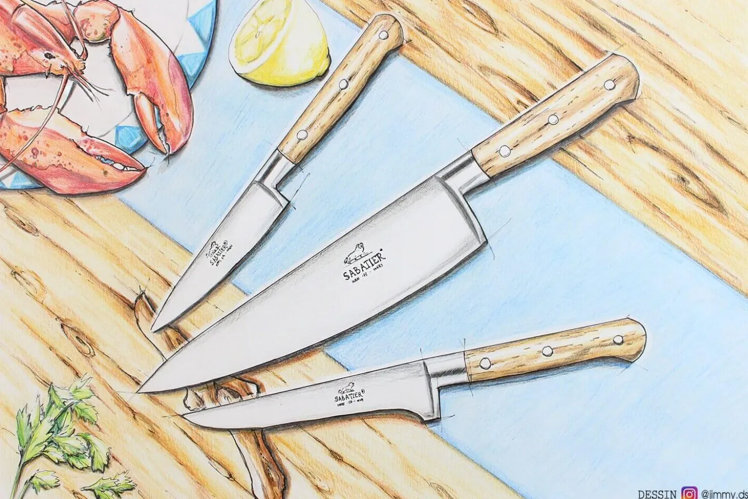Mallette cuisine Sabatier Brocéliande 5 couteaux fabrication française + 1 fusil