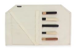 Mallette traditionnelle Wusaki en toile de coton beige pour 5 couteaux
