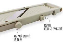 Mandoline japonaise 3 lames acier inox + poussoir