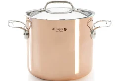 Marmite en cuivre inox 20cm De Buyer Prima Matera compatible induction anses en inox avec couvercle