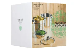 Marmite à pâtes italiennes KitchenCraft World of Flavours en acier inox 4L 4 pièces