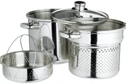 Marmite à pâtes italiennes KitchenCraft World of Flavours en acier inox 4L 4 pièces