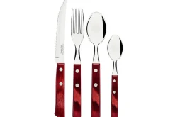 Ménagère 24 couverts de table Tramontina en inox et bois rouge